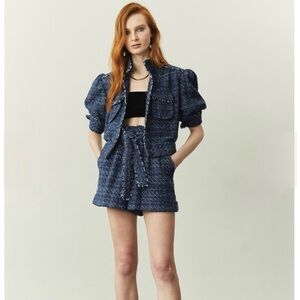 NWT CHRISTY LYNN Stella Tweed Shorts with Tie Waist size reg $395
